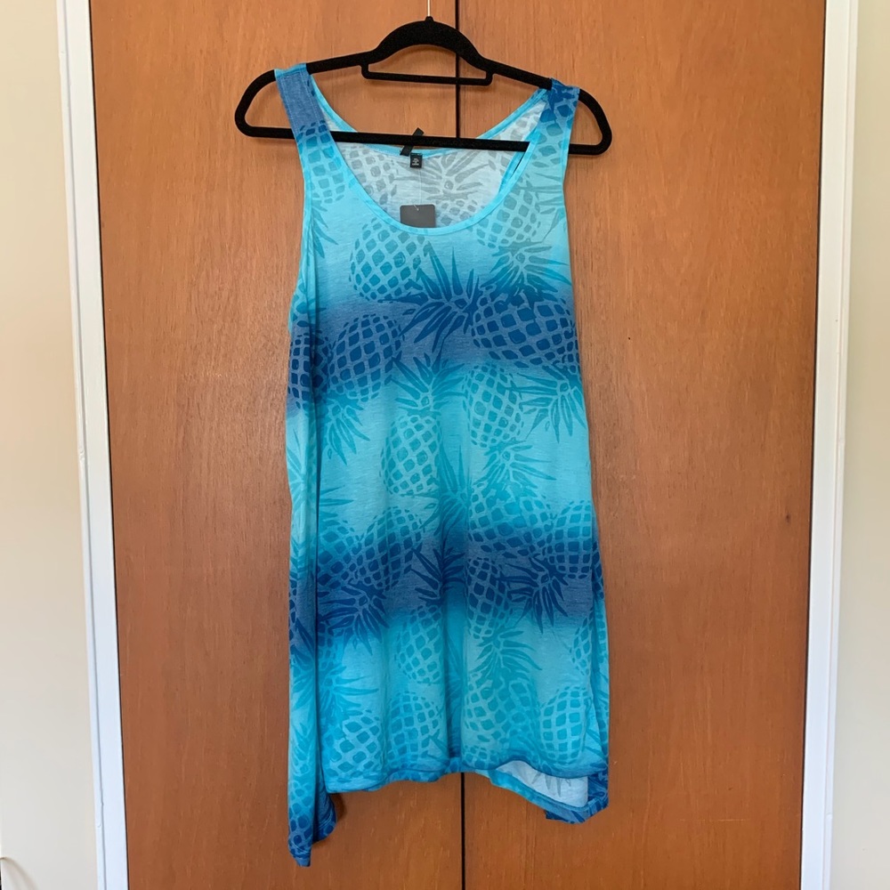Turquoise Blue Pineapple Tank Dress CoverUp